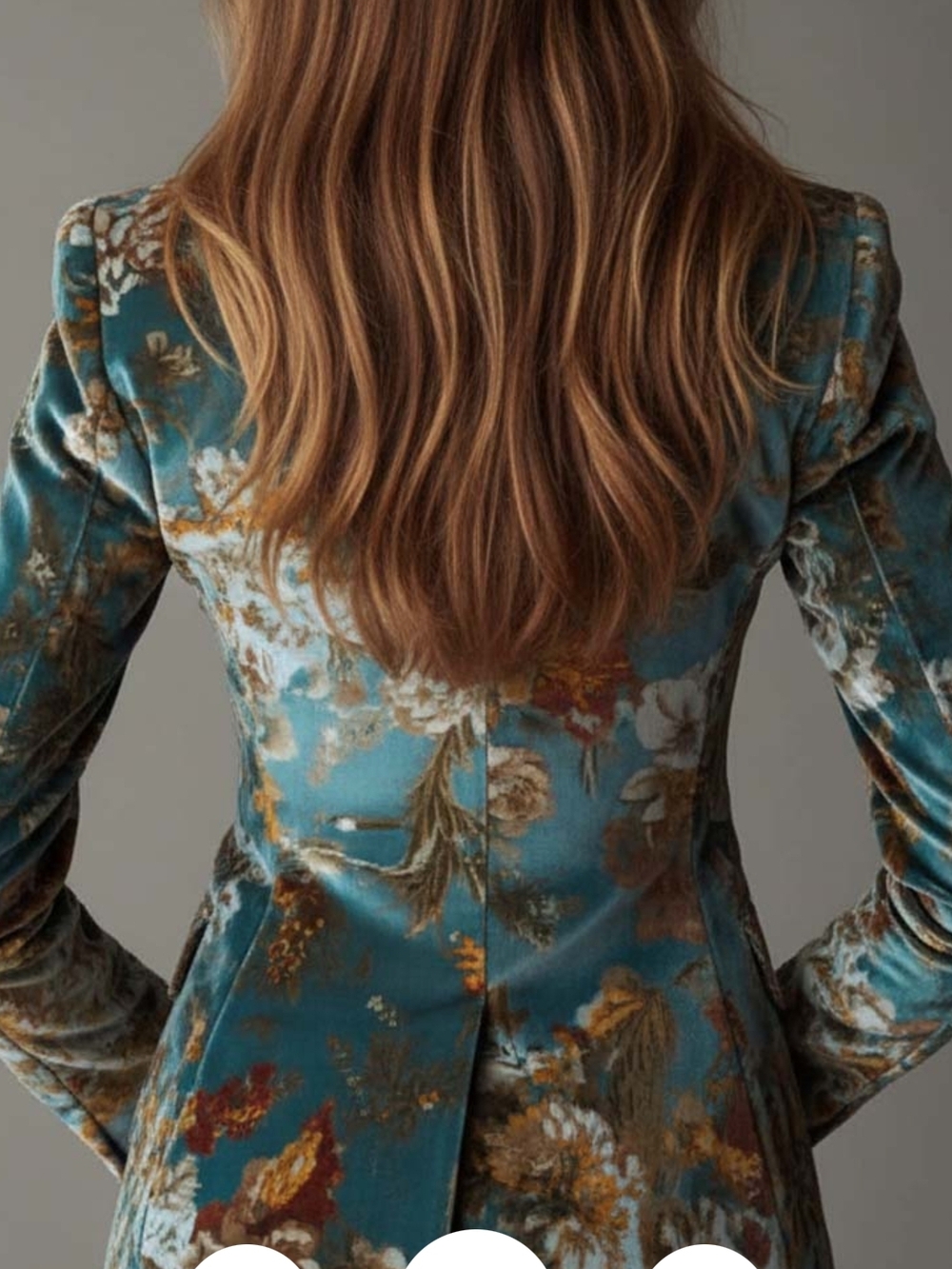 Futario Floral Velvet Tailored Blazer Jacket - Teal - Picture 3 of 14